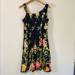 PRICE Drop. Timeless floral dress with a black background.